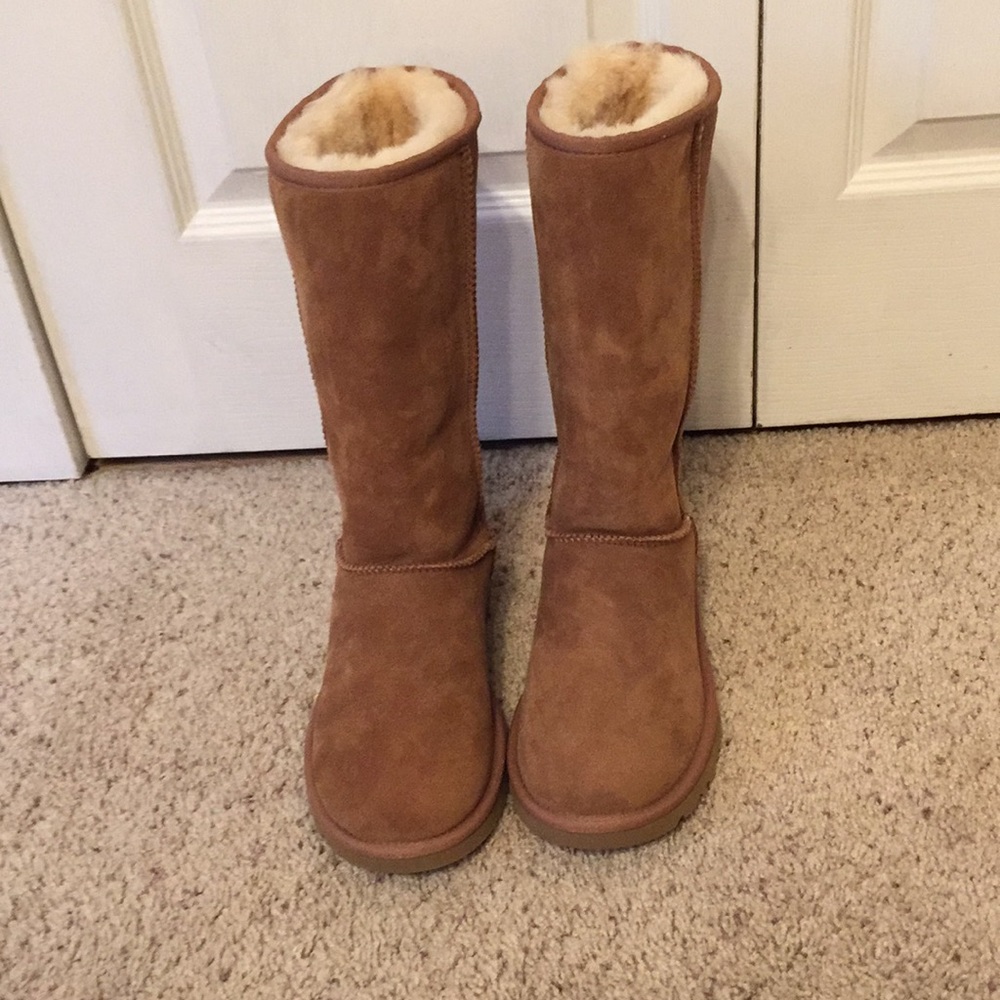 Tall chestnut brown UGG boots
